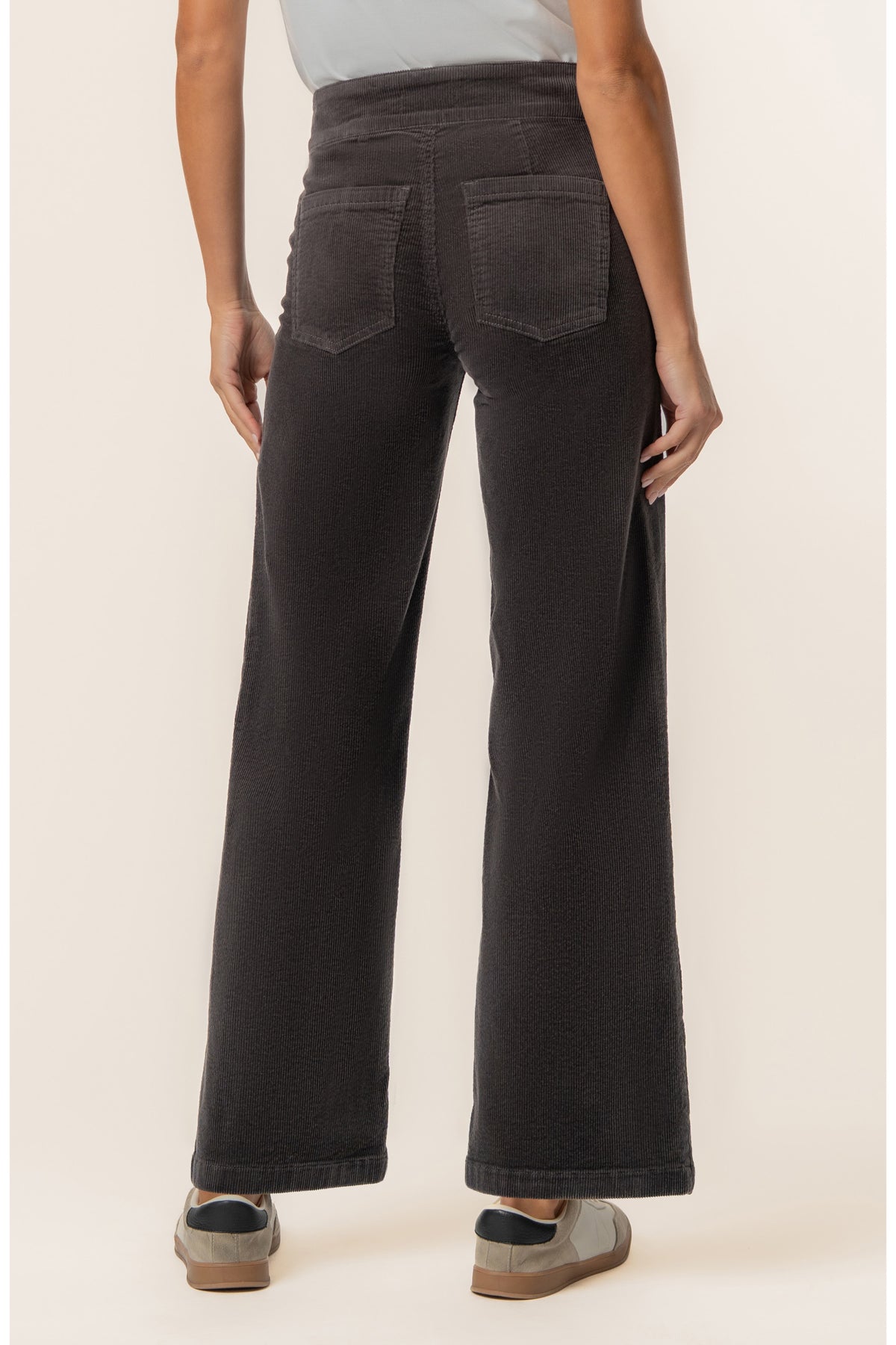 Meg High Rise Wide Leg Charcoal Corduroy