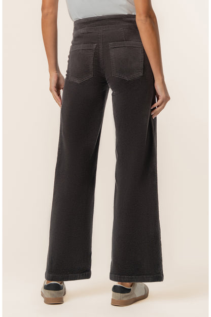 Meg High Rise Wide Leg Charcoal Corduroy