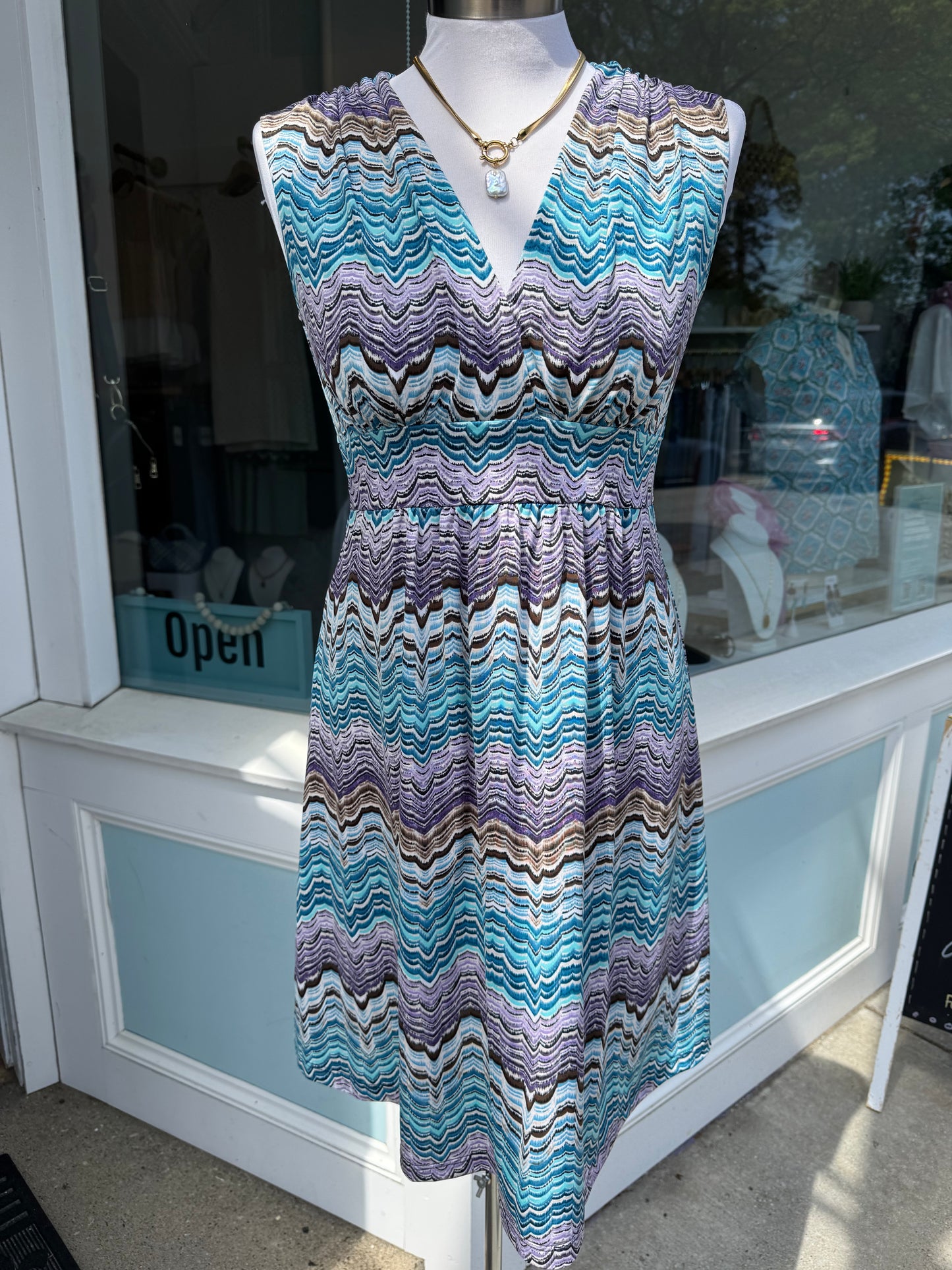Surplice Sleeveless Dress - Waves