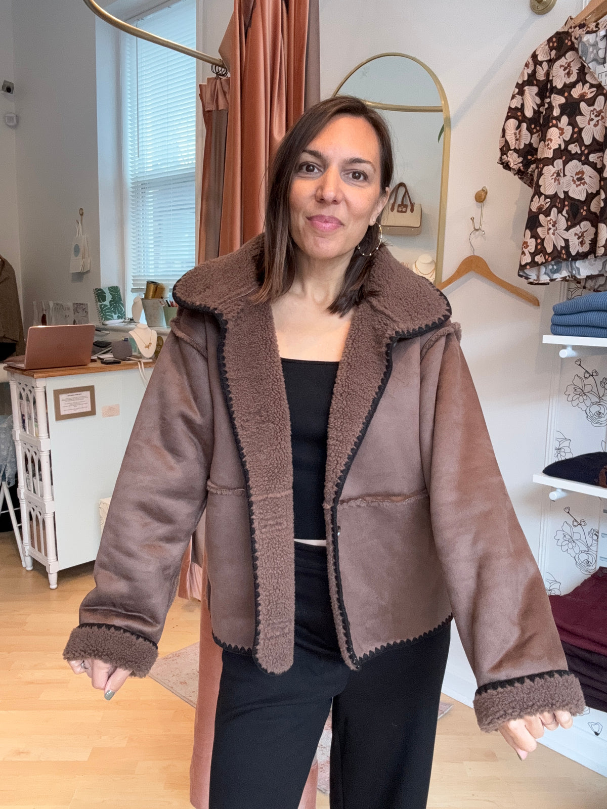 Espresso Brown Faux Suede Alex Jacket by Dylan