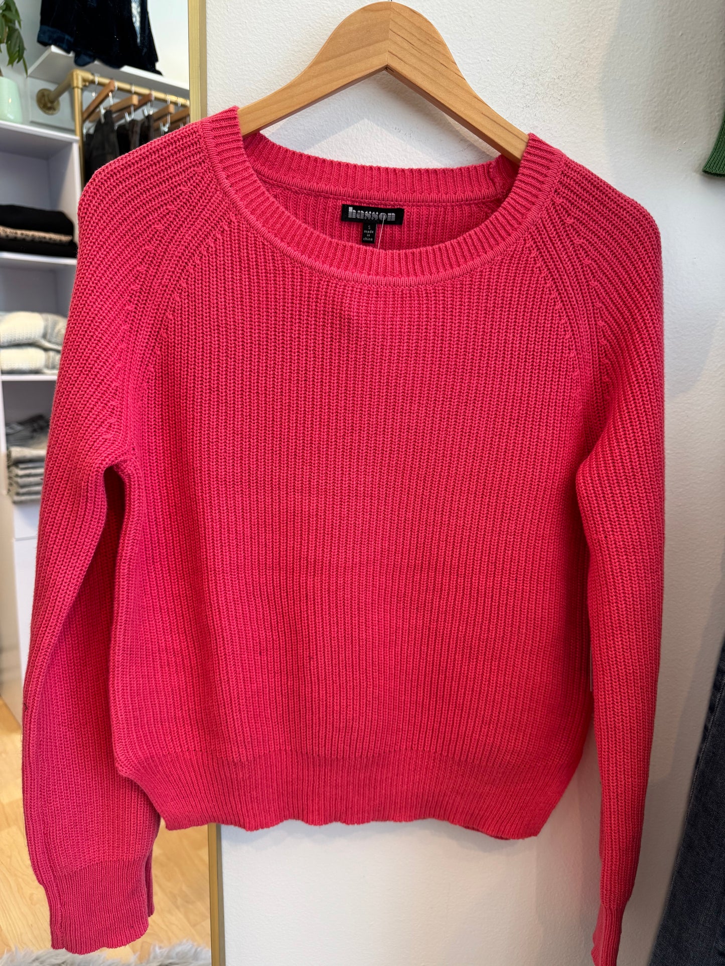 Watermelon Raglan Shaker Crew Sweater