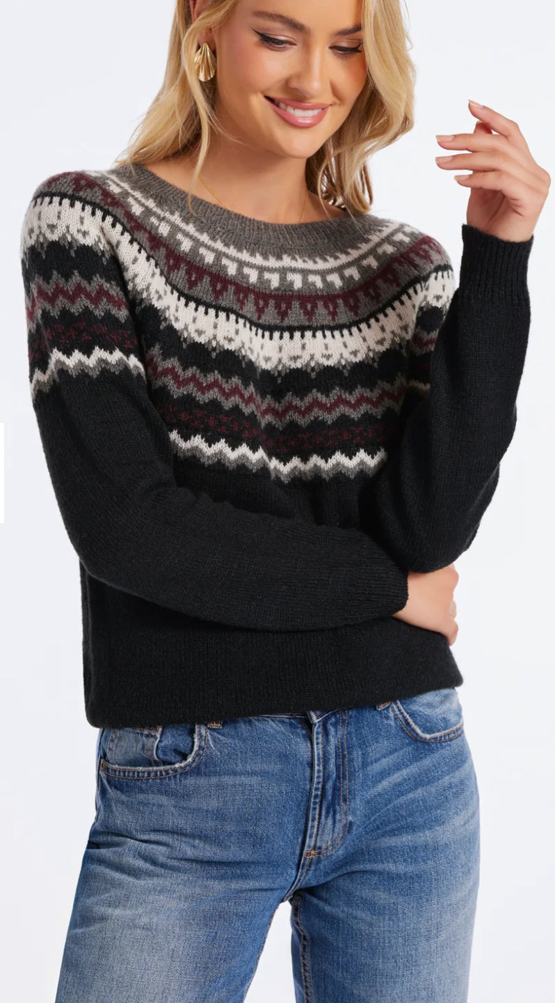 MontMartre Black Gray Fair Isle Sweater