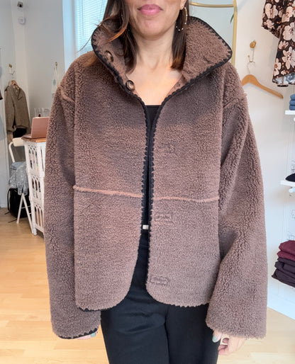Espresso Brown Faux Suede Alex Jacket by Dylan