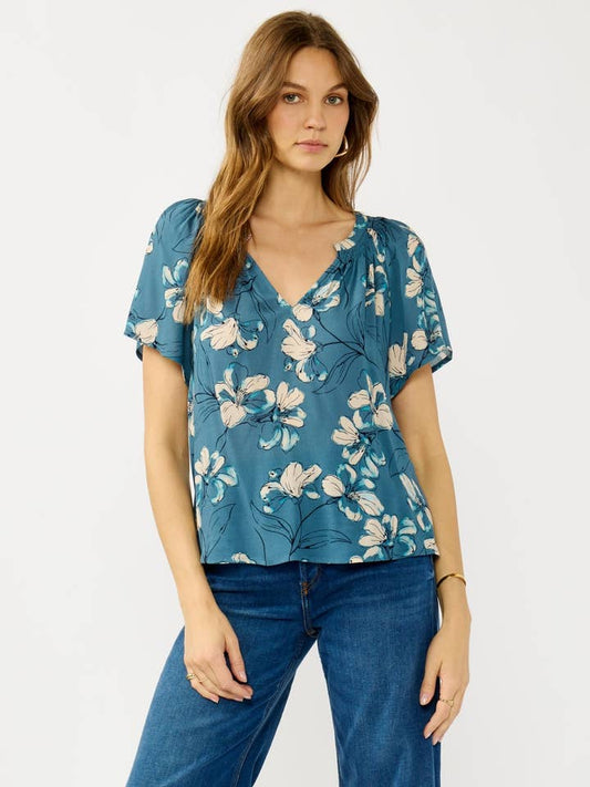 Floral Split Neck Blouse
