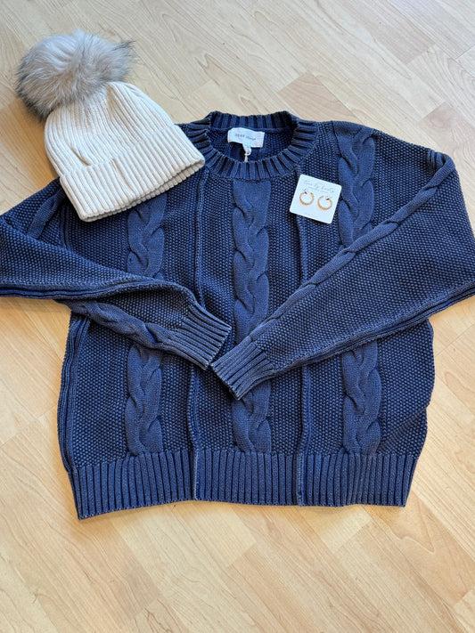 Dear John Yolani Easy Cable Knit Crew Neck Sweater