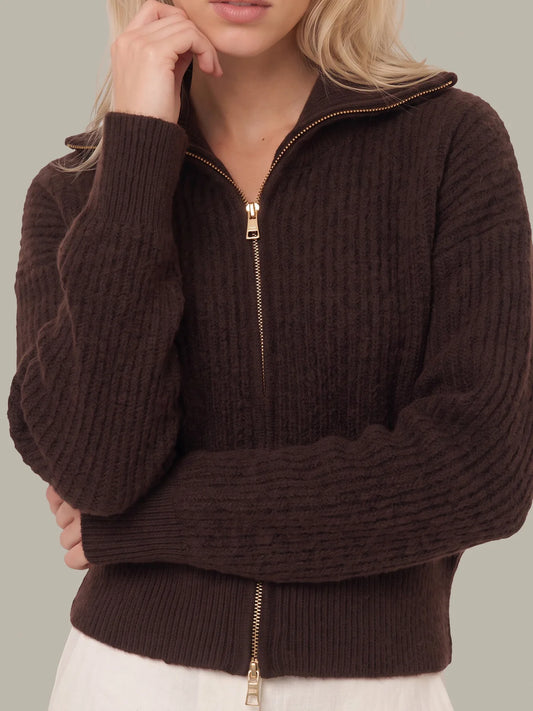 525 Cropped Double Zip Sweater Jacket
