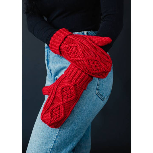 Solid Cable Knit Mittens