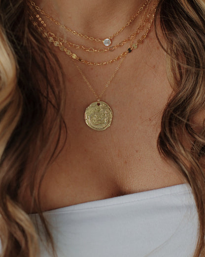 Solitaire Cz Gold Filled Necklace