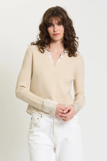 Devon Cropped Layered Twofer Sweater