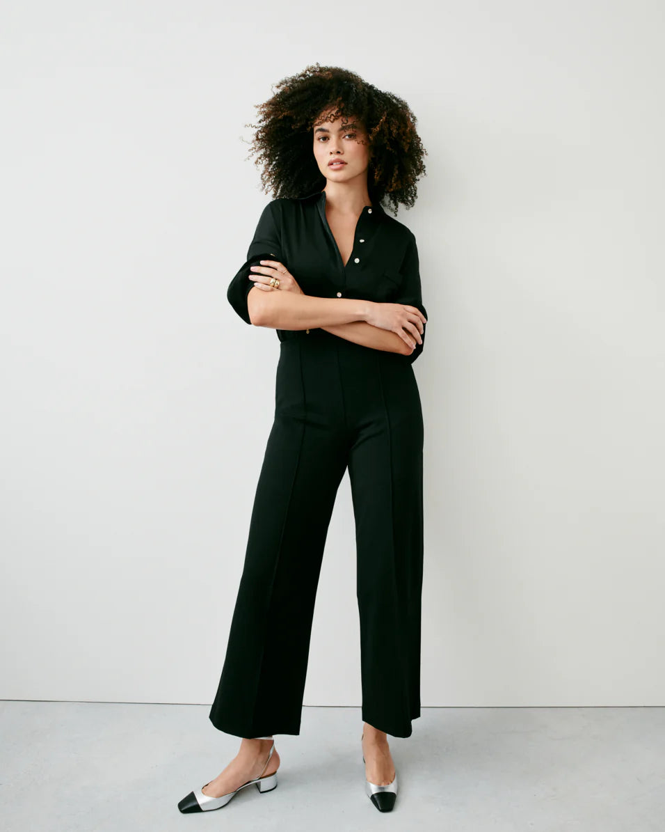 Ponte Cropped Wide Leg Pant