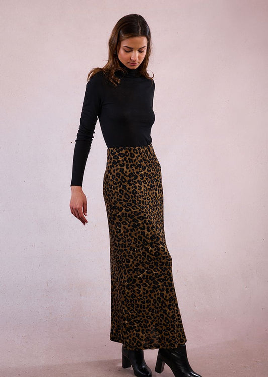 Knitted Leopard Maxi Skirt