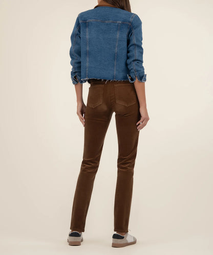 Kerry Cropped Suede Denim Jacket