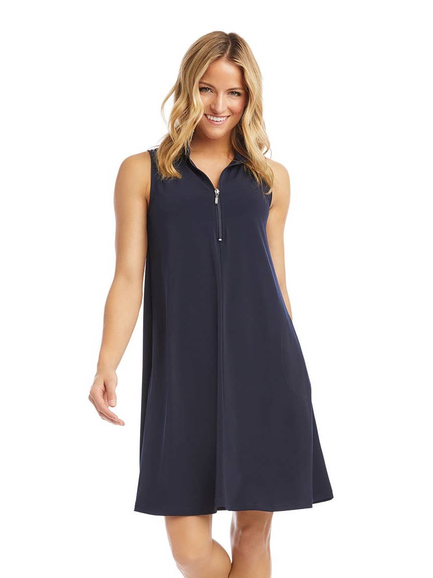 Sleeveless Zip Trapeze Travel Dress