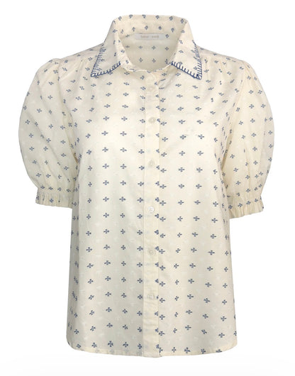 Lisbon Whipstitch Short Sleeve Blouse