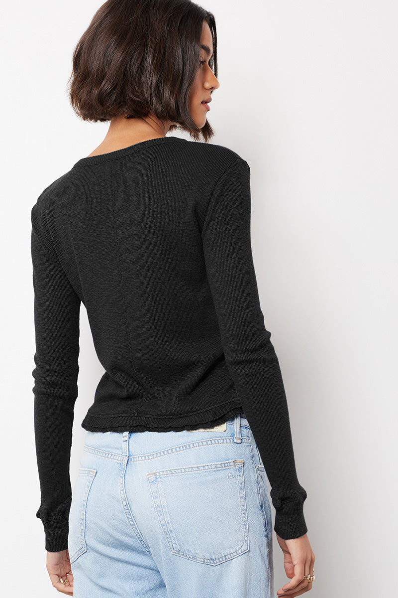 Bobi Ruffle Button Cardi