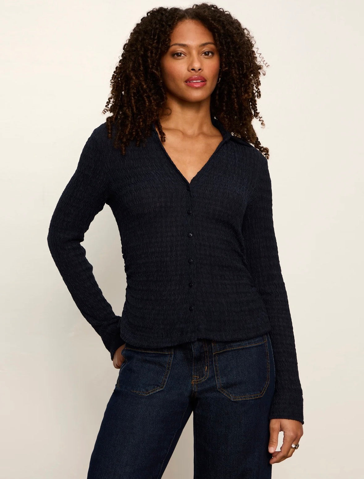 Juno Textures Button Front Top