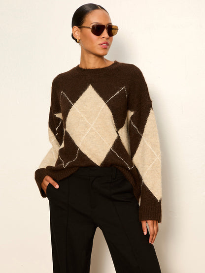 Argyle Crew Pullover Espresso