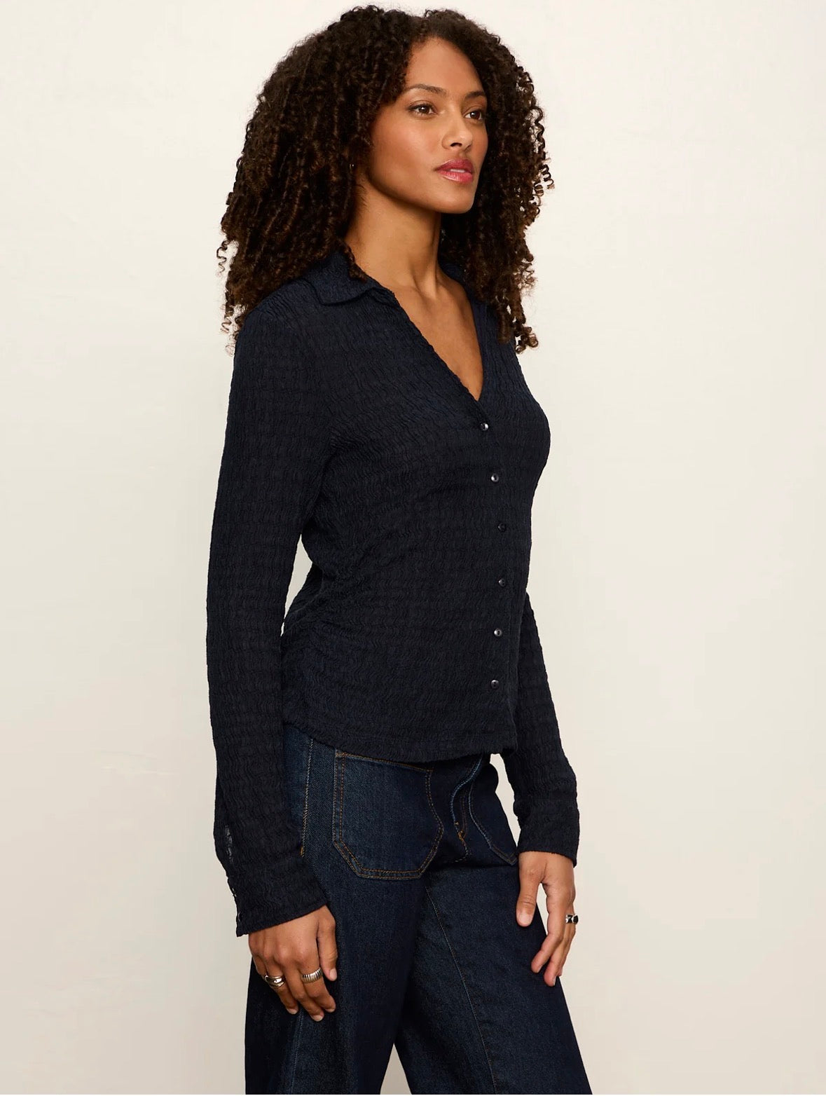 Juno Textures Button Front Top