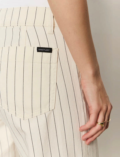 Marine Pant Bleached White Pin Stripe