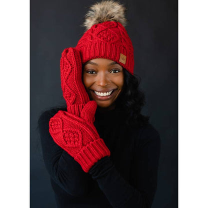 Solid Cable Knit Mittens