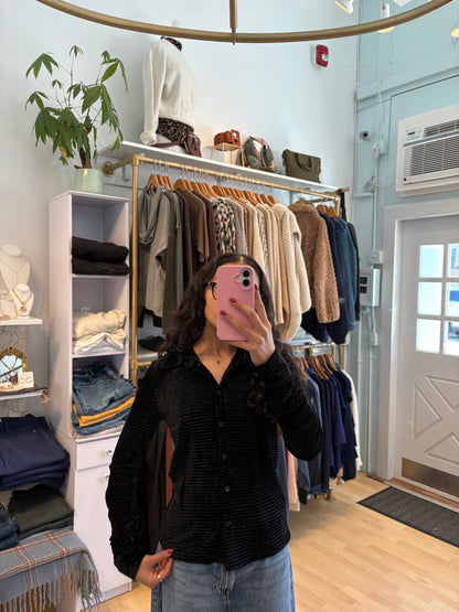 Fitted Velvet Button Down