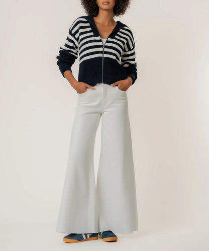 Noelle Navy Striped Full Zip Top