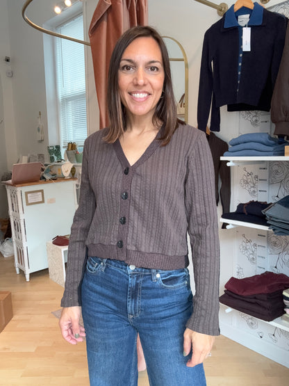Pointelle Two-Tone Cardigan