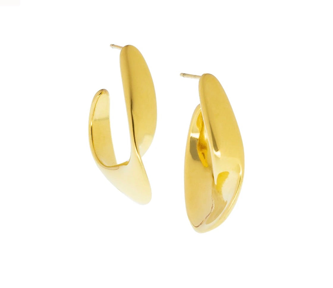 Gold Wavy Hoop Earrings