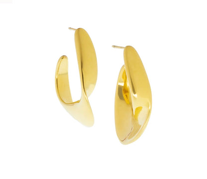 Gold Wavy Hoop Earrings