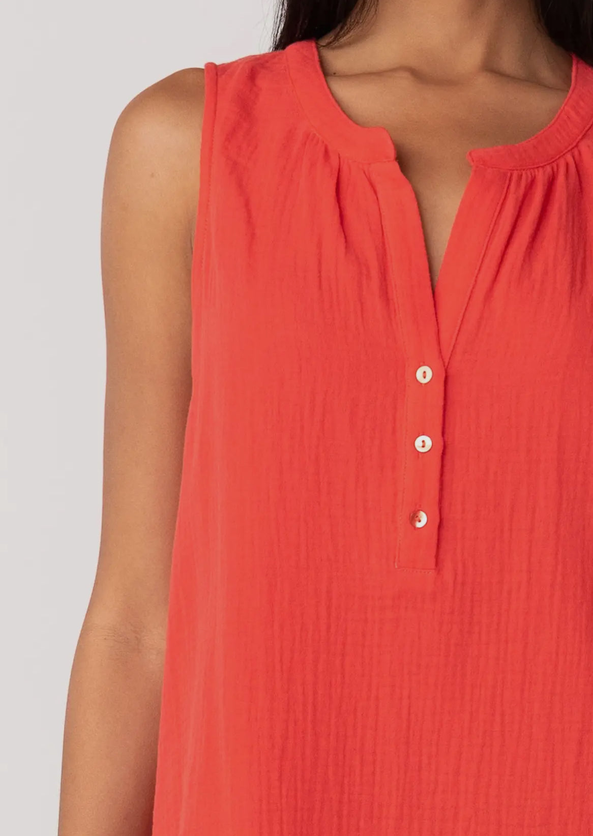 Sleeveless Split Neck Tank