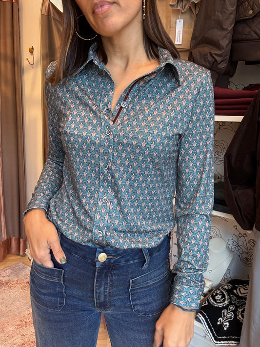 Juliane Green Button Down Blouse