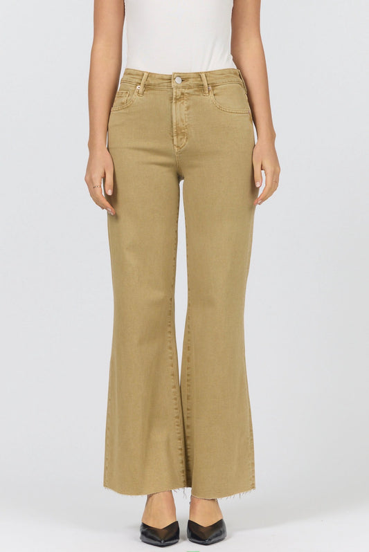 Fiona Wide Leg Jeans - Khaki