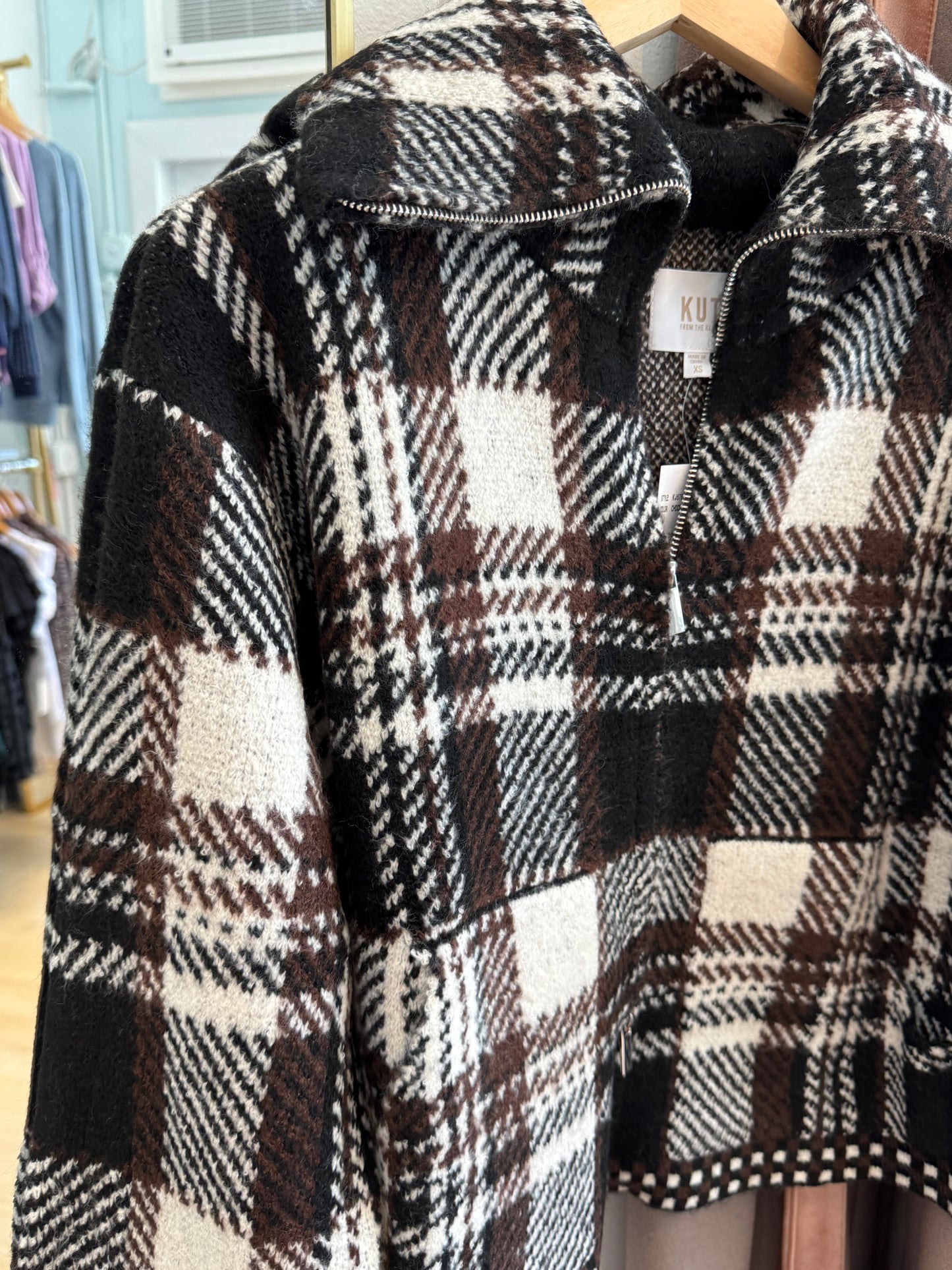 Rue Fall Plaid Sweater Jacket