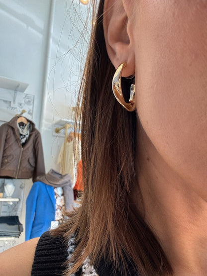 Gold Wavy Hoop Earrings