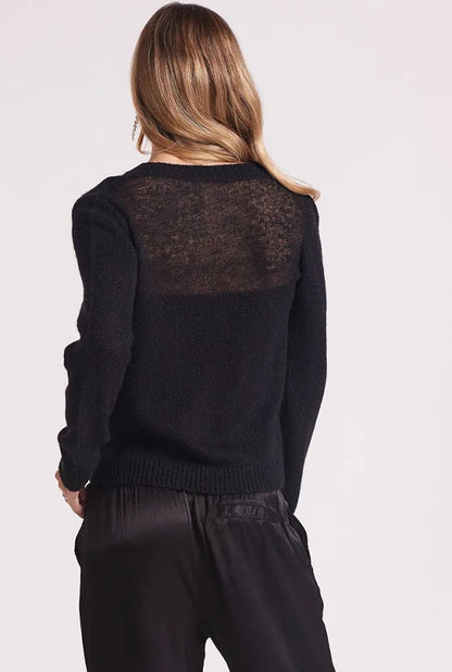 Sheer Blocked Crew Sweater by Bobi