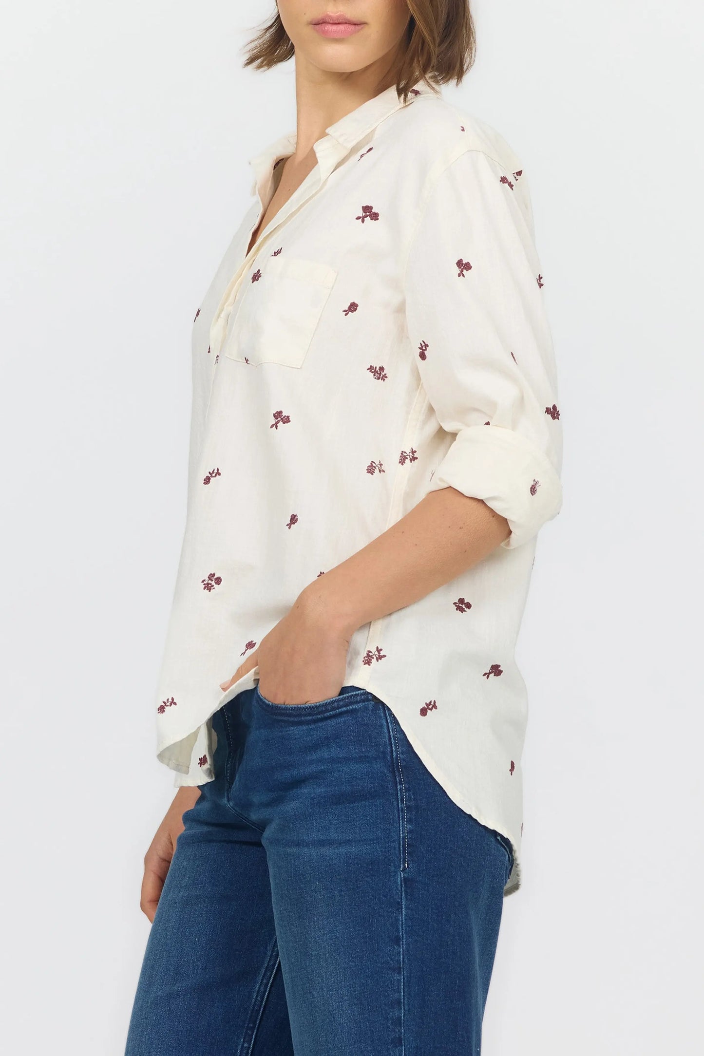 Galina Cotton Embroidered Button Down Shirt