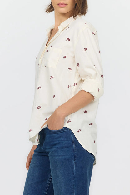 Galina Cotton Embroidered Button Down Shirt