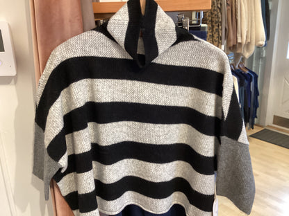 London Striped Cropped Turtleneck Sweater