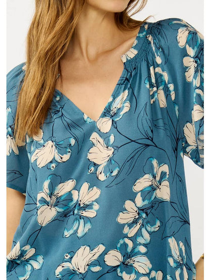 Floral Split Neck Blouse