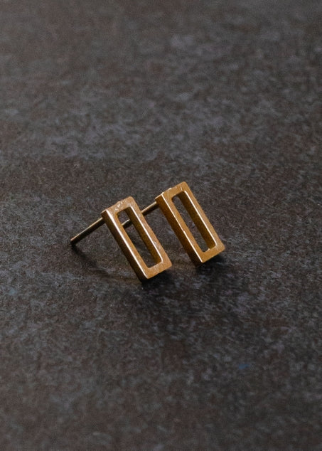 Small Open Rectangle Stud Earrings