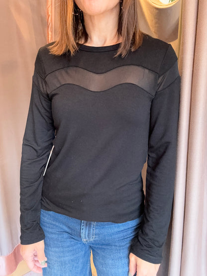 Date Night Top With Sheer Inset