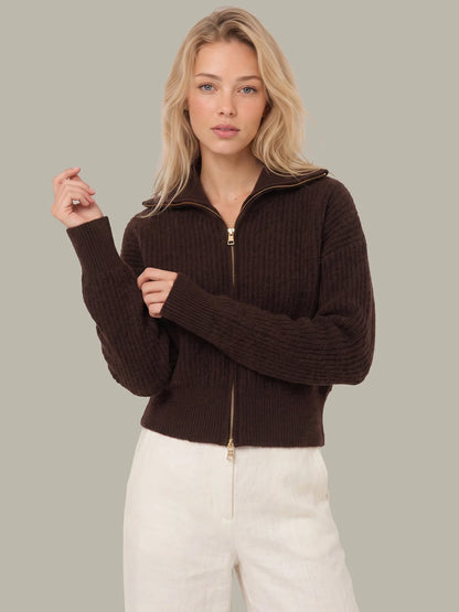 525 Cropped Double Zip Sweater Jacket