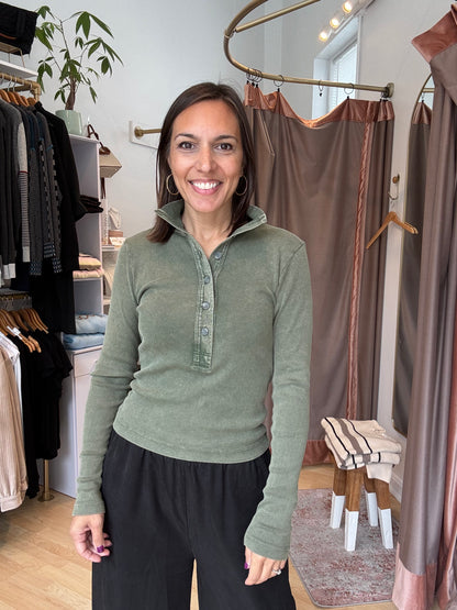 Funnel Neck Long Sleeve Henley