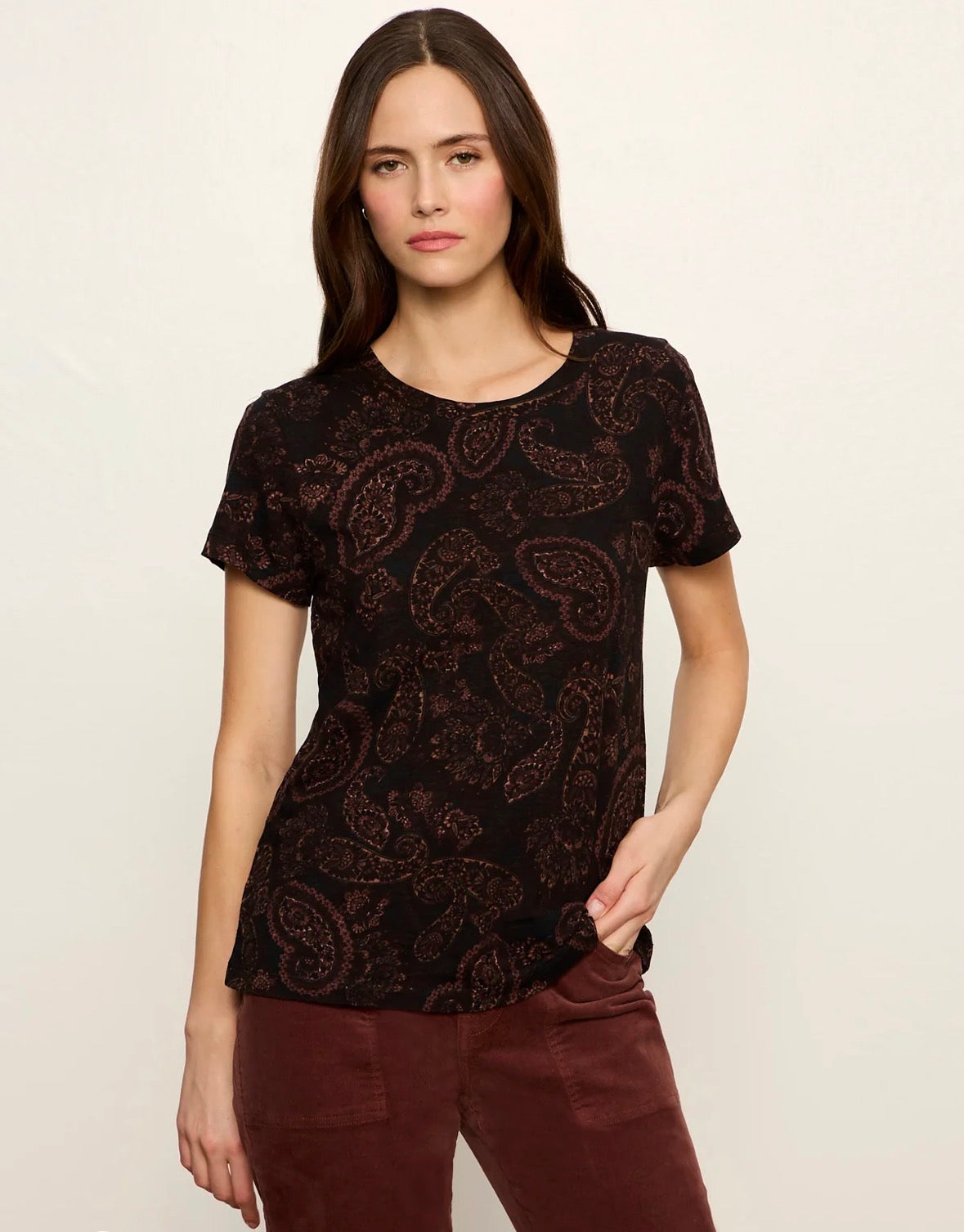 The Perfect Tee Cocoa Paisley