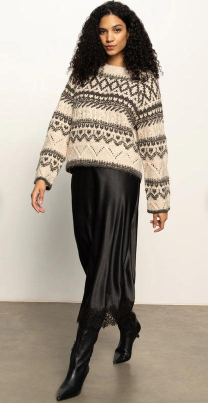 Lace Hem Midi Slip Skirt