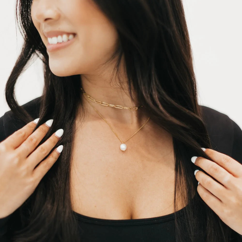Treasured Layered Pearl Chain Necklace