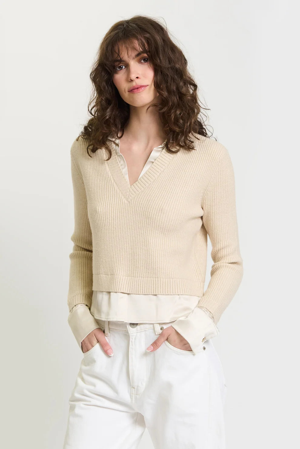 Devon Cropped Layered Twofer Sweater