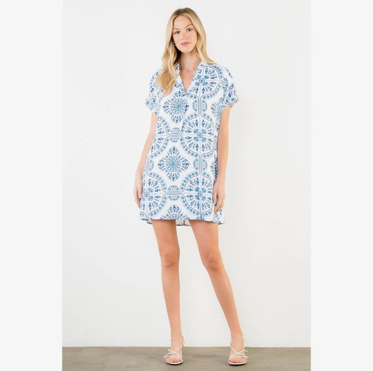 Shell Print Shift Dress