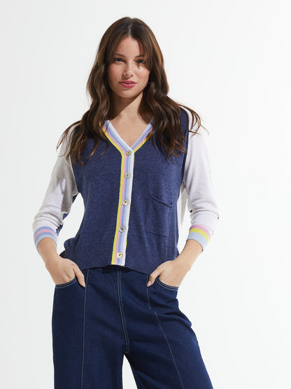 Stripe Trim Cardi