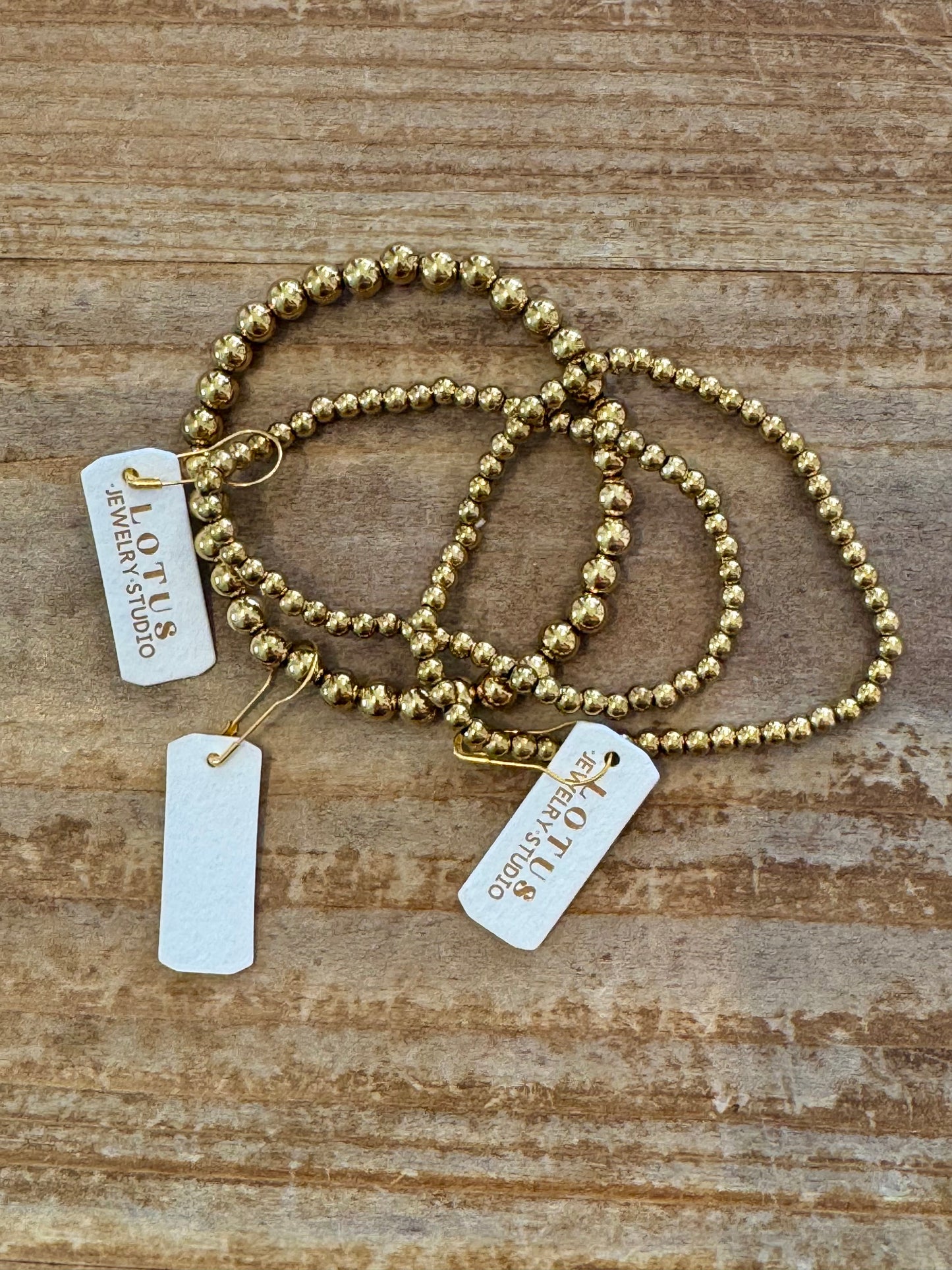 Gold Beaded Stretchy Bracelets